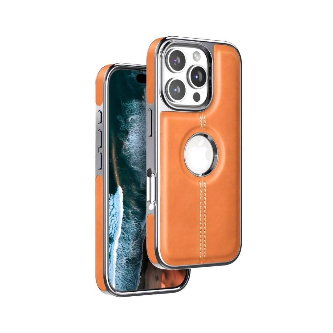 iPhone PU Leather Chrome Case Cover(Clearance Sale)