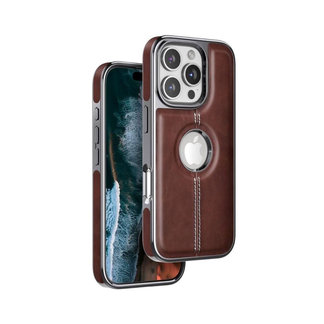 iPhone PU Leather Chrome Case Cover(Clearance Sale)