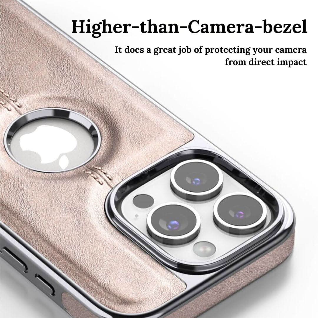 iPhone PU Leather Chrome Case Cover(Clearance Sale)