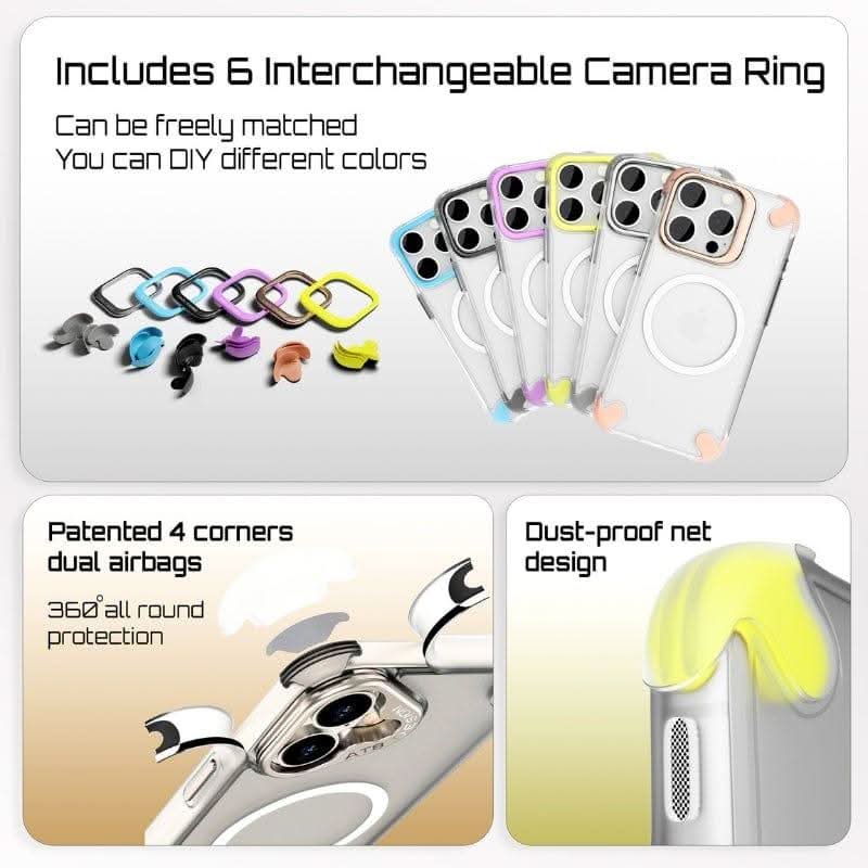Ultimate 9-in-1 iPhone Protection Kit | Case + Tempered Glass + Lens Guard & 6 Metal Camera Rings(Exclusive)