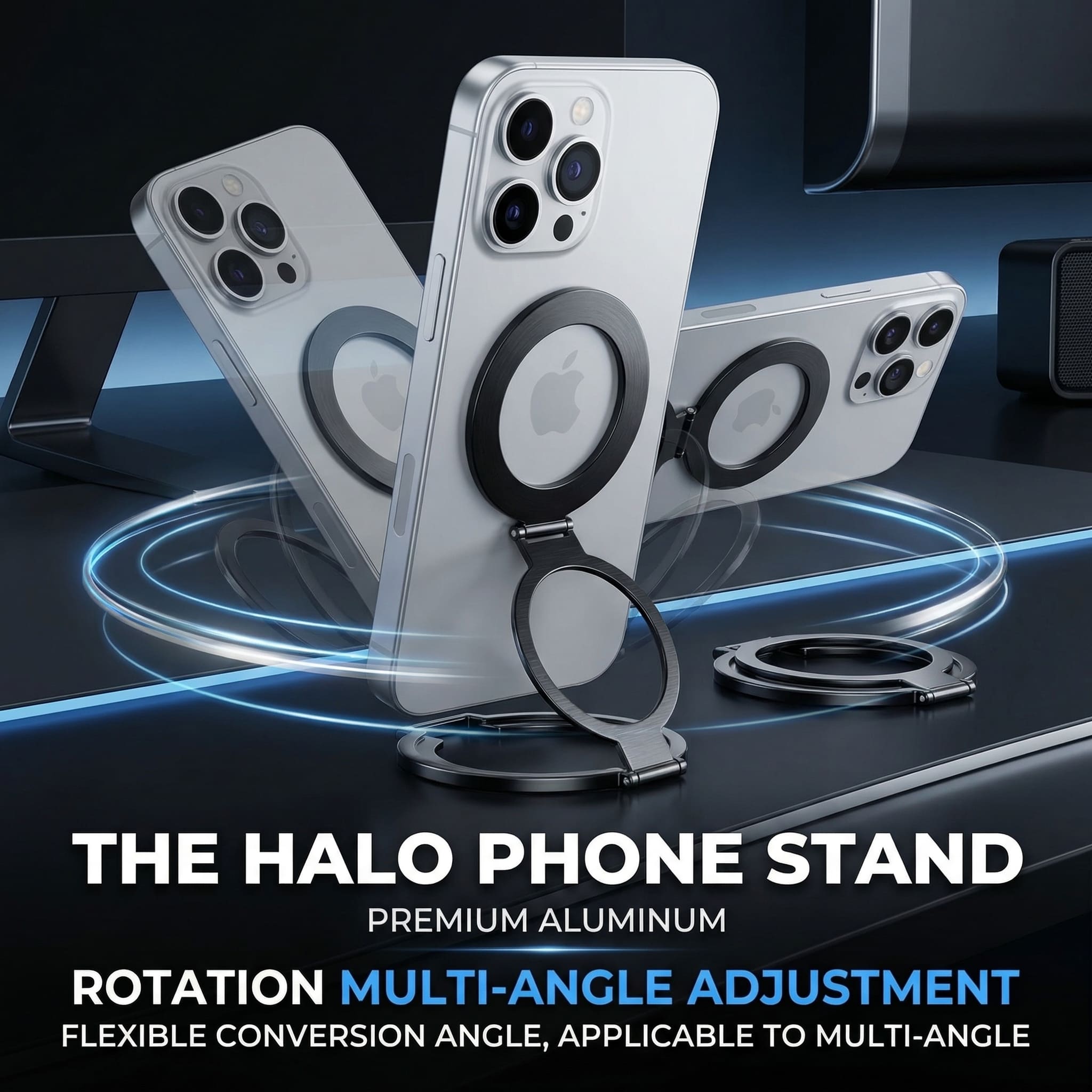 The HALO | Premium Aluminum Phone Stand | Compatible with all Phones | N52 Magnet