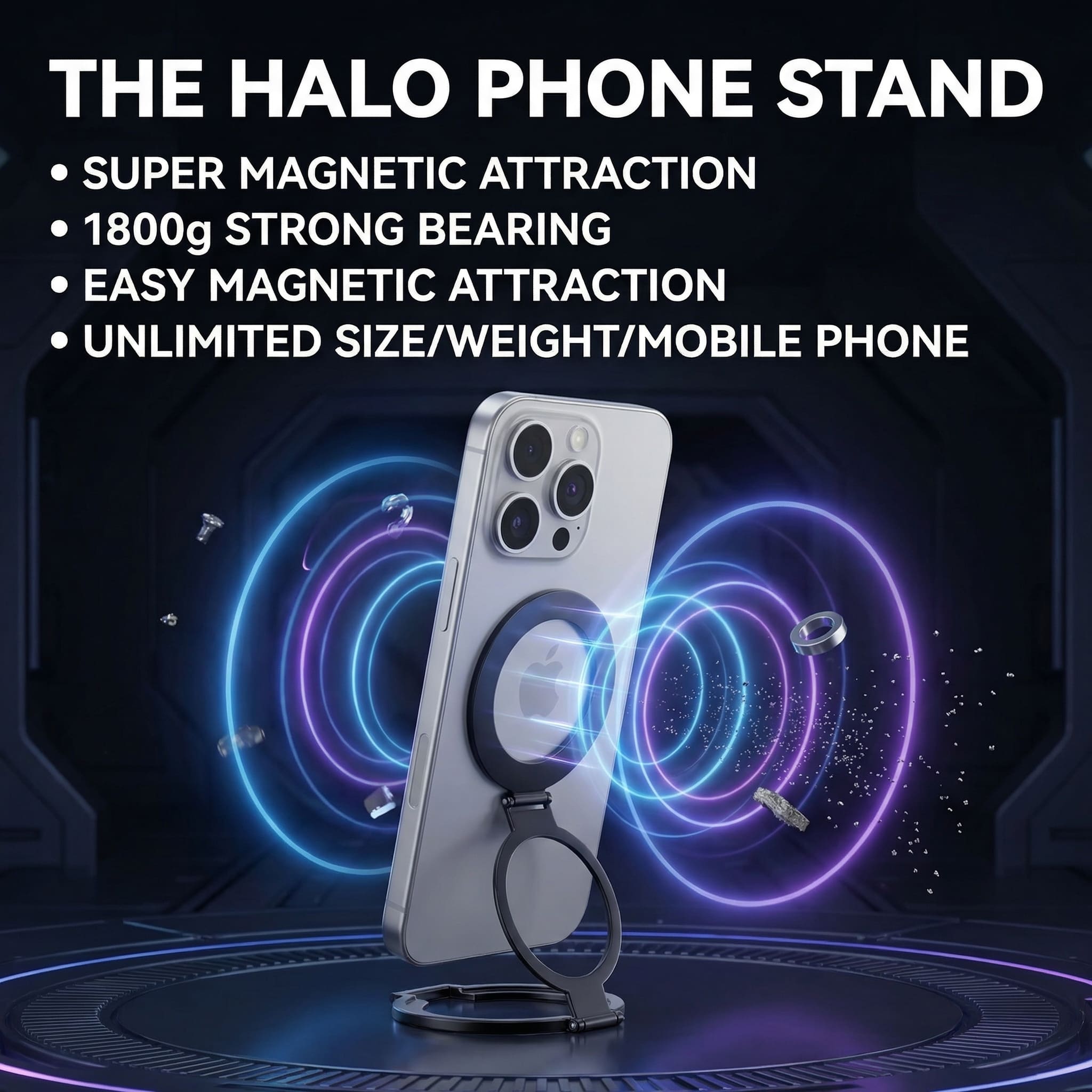 The HALO | Premium Aluminum Phone Stand | Compatible with all Phones | N52 Magnet