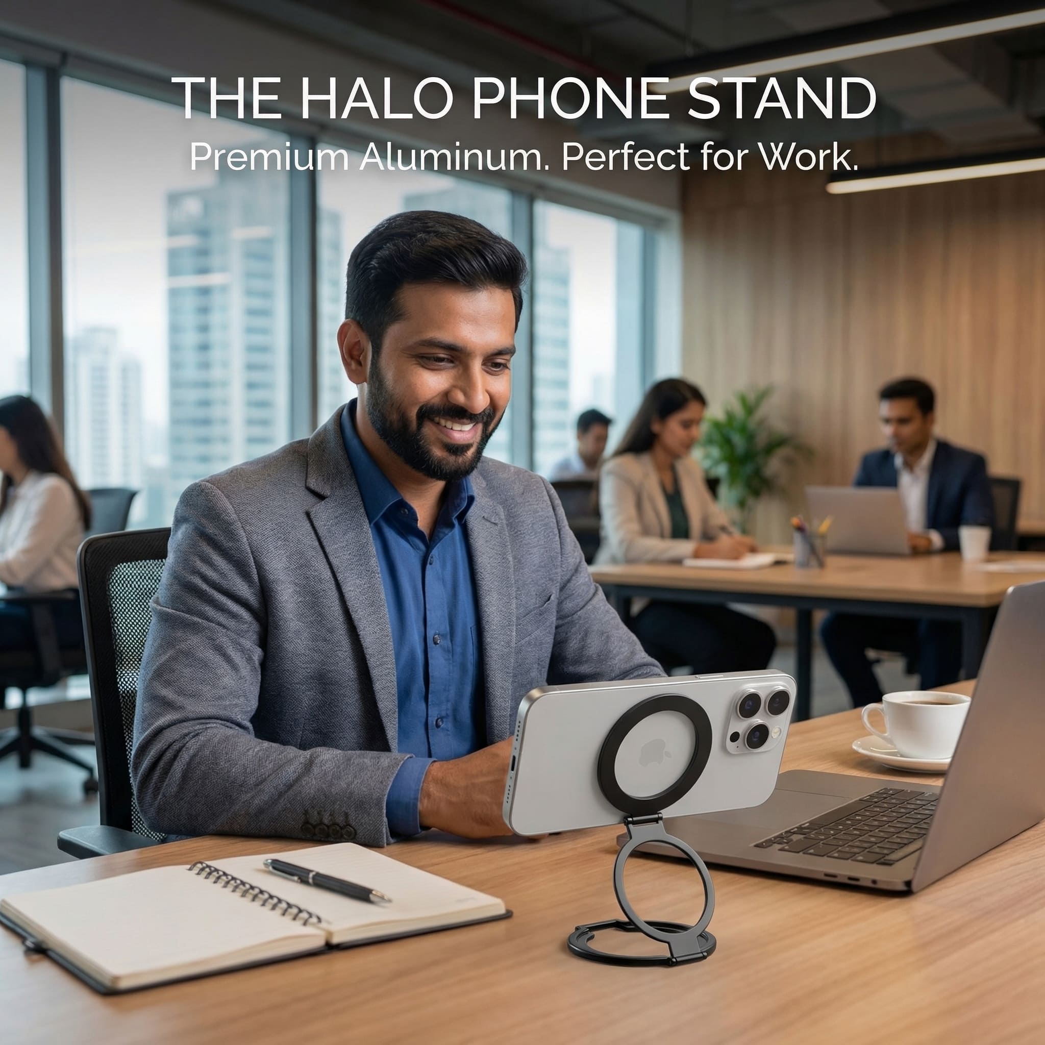 The HALO | Premium Aluminum Phone Stand | Compatible with all Phones | N52 Magnet