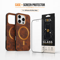 Handcrafted Leather Back Cover + Screen Protector Combo - iPhone 16 Pro Max