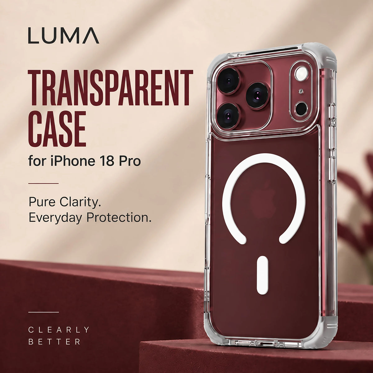 Luma Transparent Case for iPhone 18 Pro - crystal clear MagSafe case