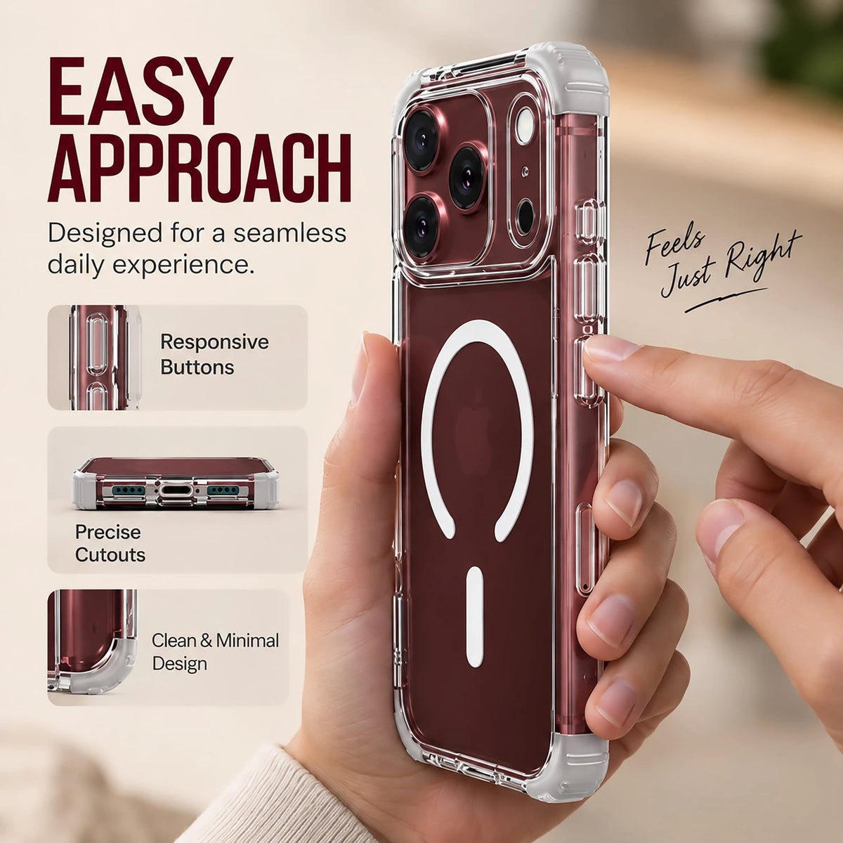 Luma Transparent Case for iPhone 18 Pro - responsive buttons and precise cutouts